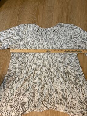 Habitat White & Black Textured Tunic Top With Pockets Womens Medium Lagenlook‎
